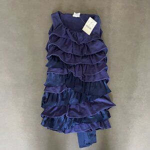 NWT J Crew Crewcuts Blue Ruffle Dress 100% Cotton with 100% Silk Trim 2T